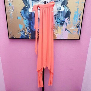 PaulnKC Tie Neck Scarf Bottom Orange Dress
